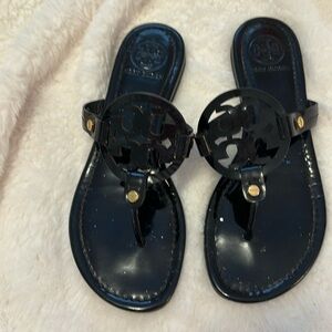 Tory Burch Miller sandals size 7 black patent.